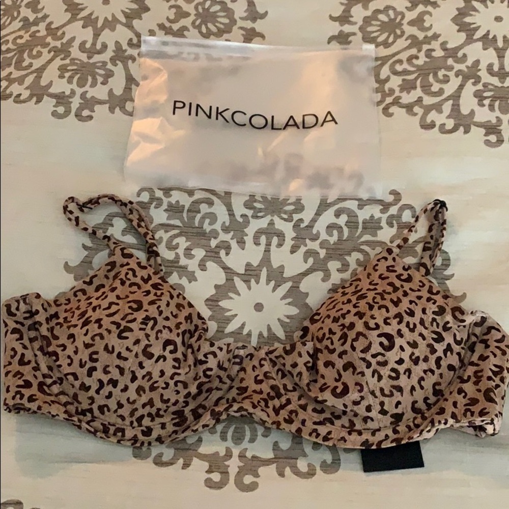 Pink colada cheetah bikini top